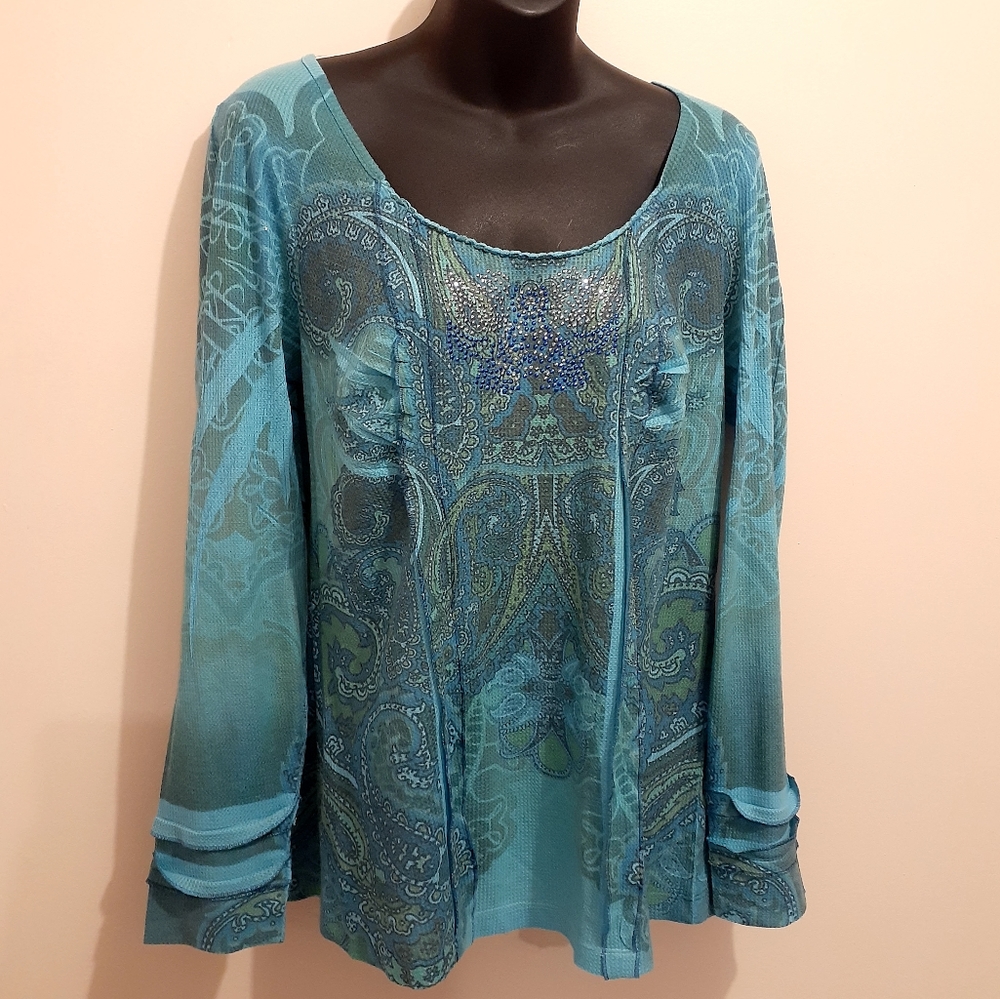3 for $25- One World Boho Tee, Size Small-Medium